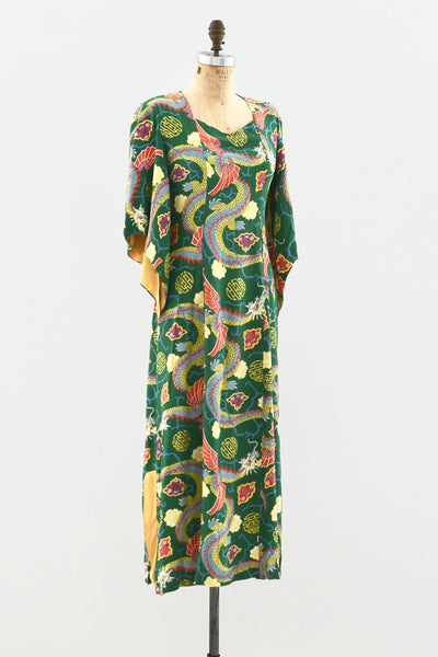 Rare 1940s Kamehameha Dragon Dress - Pickled Vintage