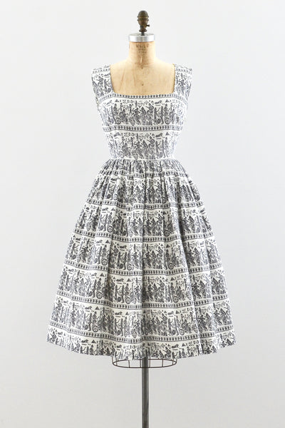1950s Egyptian Print Dress - Pickled Vintage