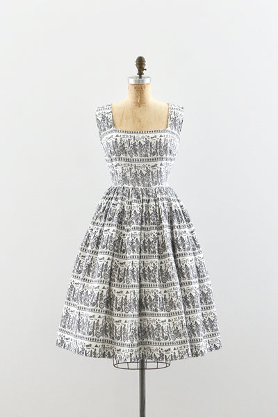 1950s Egyptian Print Dress - Pickled Vintage
