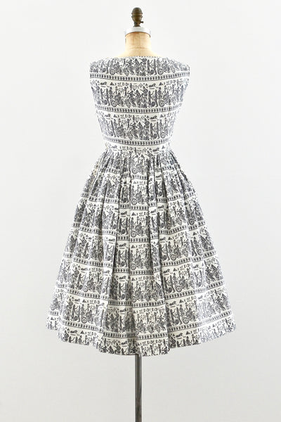 1950s Egyptian Print Dress - Pickled Vintage