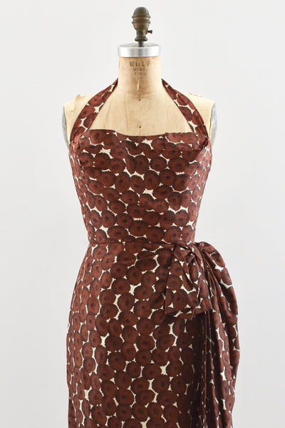 1950s Silk Sarong Style Dress - Pickled Vintage