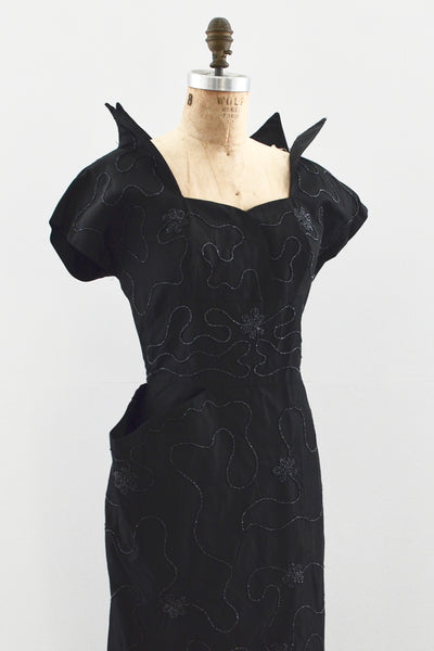 50s Vampy Beaded Dress - Pickled Vintage