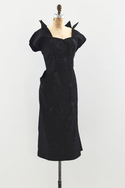 50s Vampy Beaded Dress - Pickled Vintage