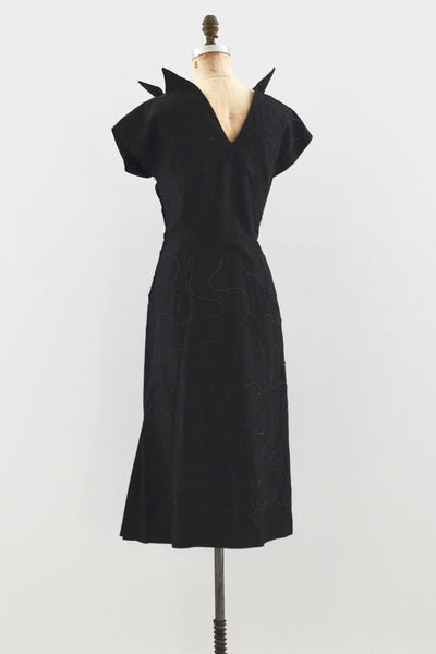 50s Vampy Beaded Dress - Pickled Vintage