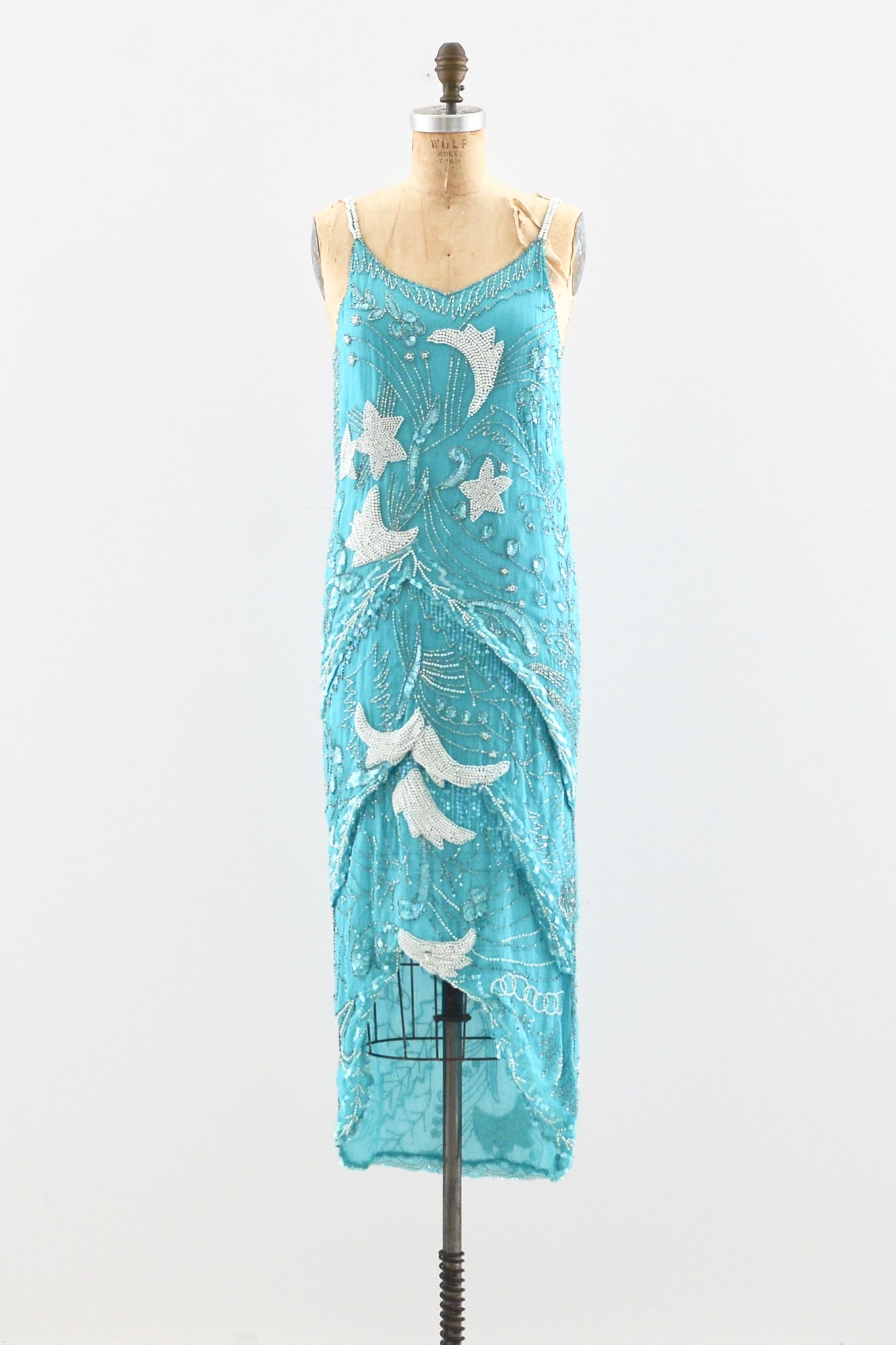 Turquoise Beaded Silk Dress