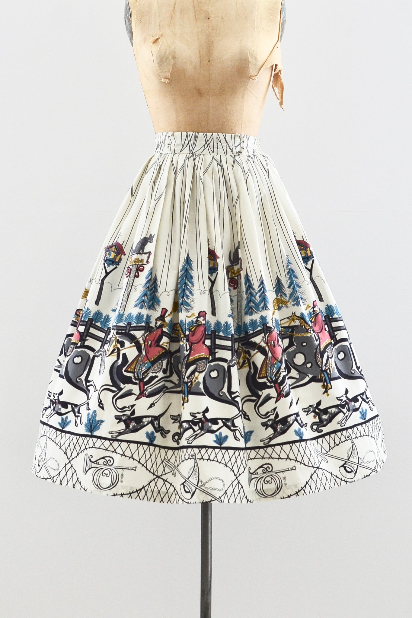Saul Steinberg Tally Ho Fox Hunt Skirt