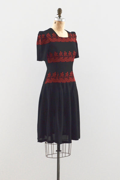 30s Embroidered Dress