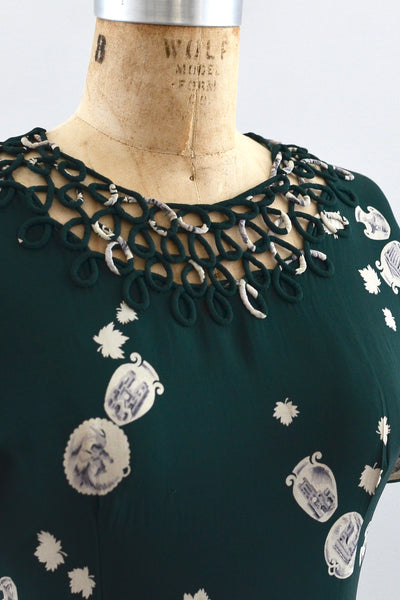 40s Cameo Print Dress