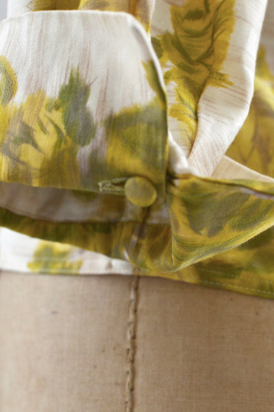 50s Floral Stripe Top / S M