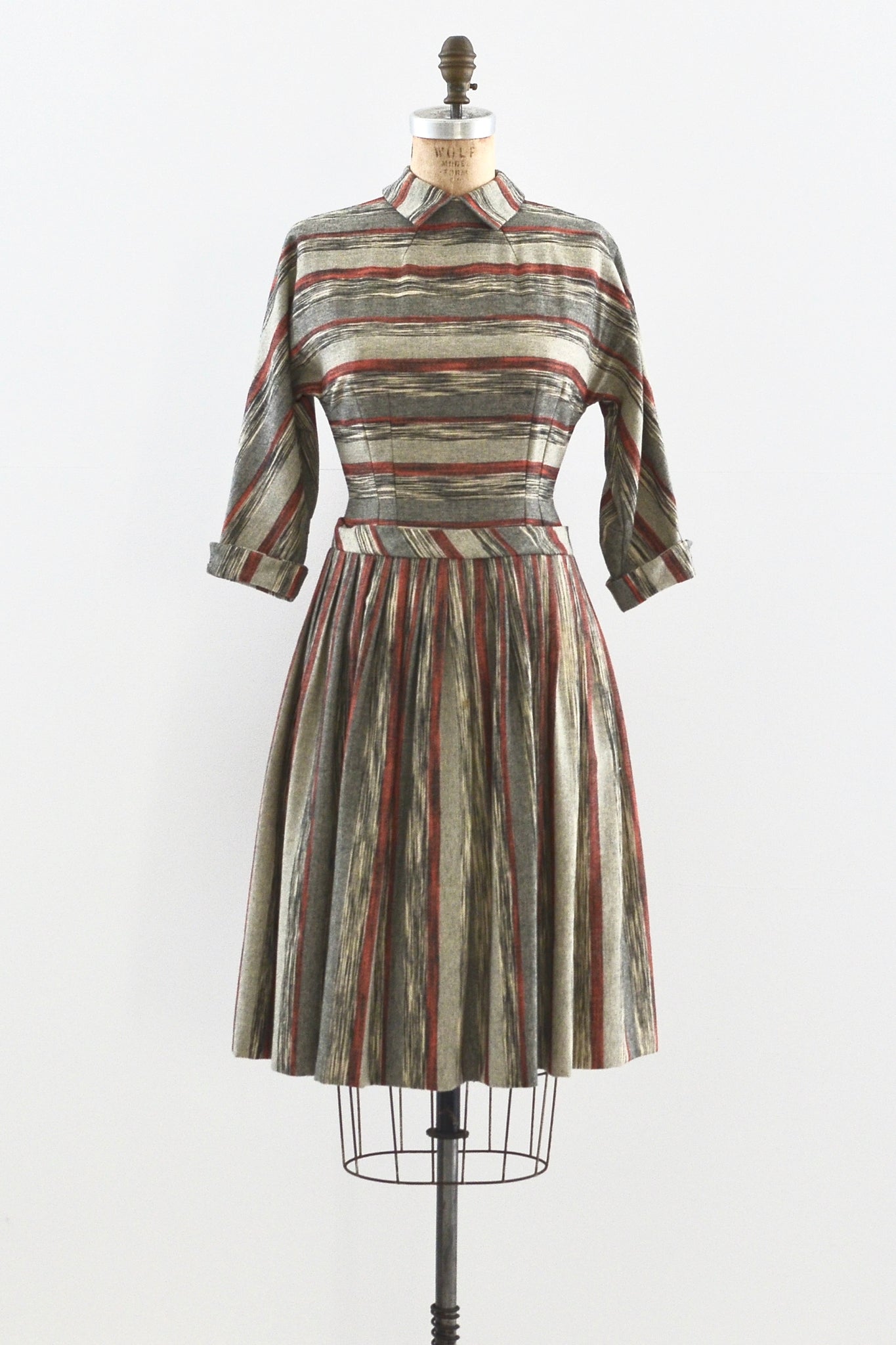 1950s Striped Dress / S