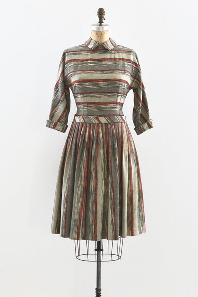 1950s Striped Dress / S