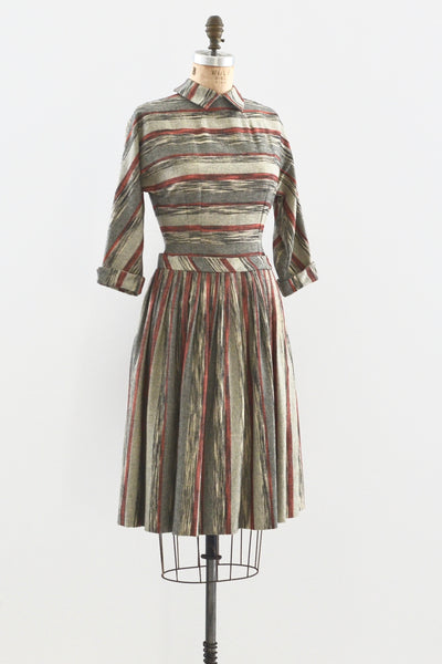 1950s Striped Dress / S