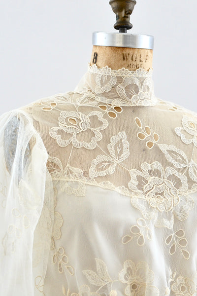 Puff Sleeve Lace Dress / S M