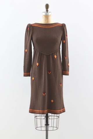 Adolfo Knit Dress -Brown / XS S