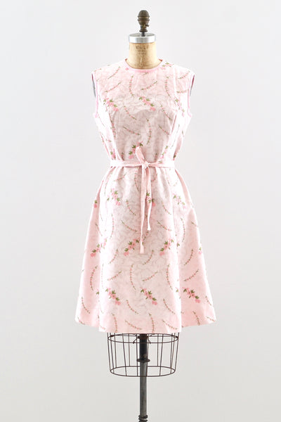 60s Embroidered Dress / M L