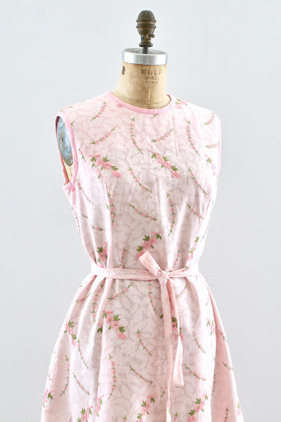 60s Embroidered Dress / M L