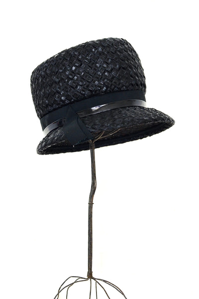 Black Straw Hat - Pickled Vintage