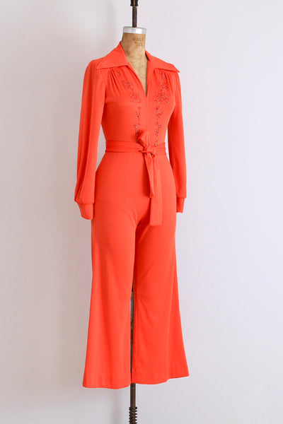 70s Fiery Red Jumpsuit - Pickled Vintage