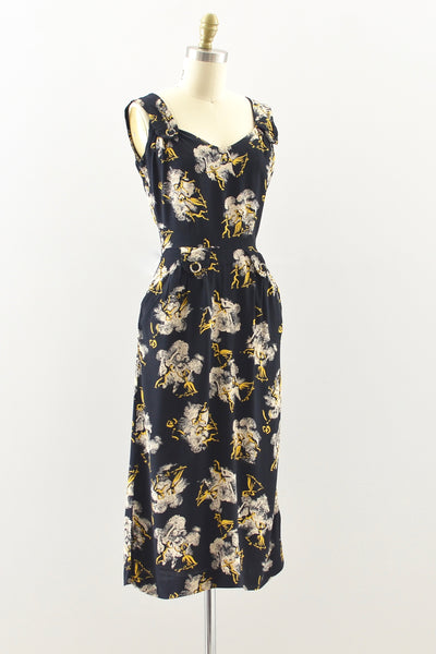 40s Novelty Print Dress