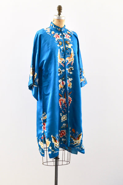 30s Embroidered  Silk Robe