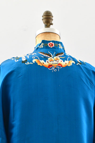 30s Embroidered  Silk Robe