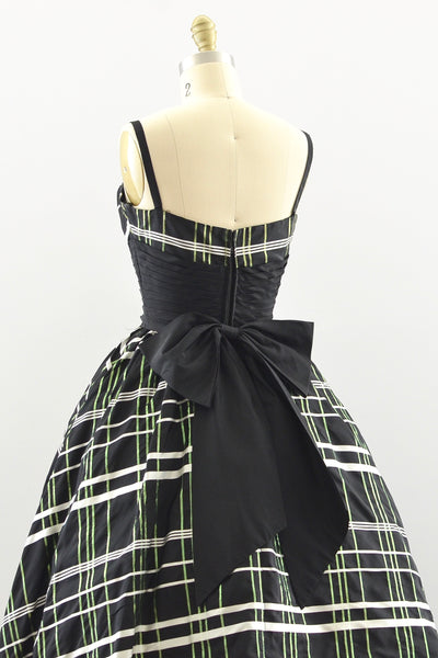 Cummerbund Plaid Dress / XS