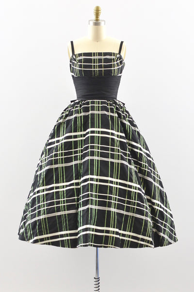 Cummerbund Plaid Dress / XS