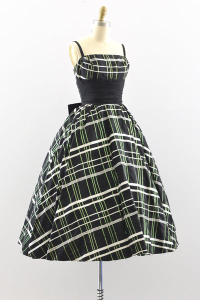 Cummerbund Plaid Dress / XS