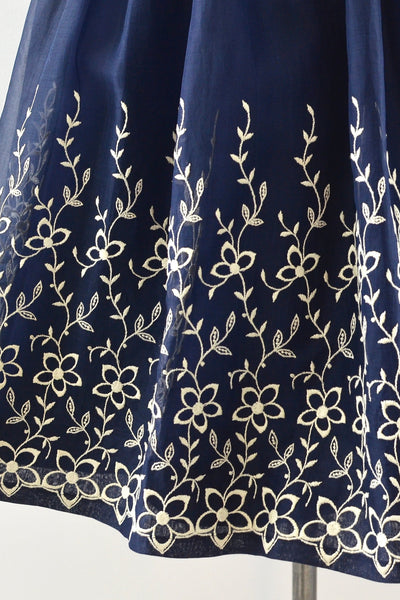 Navy Blue Embroidered Dress