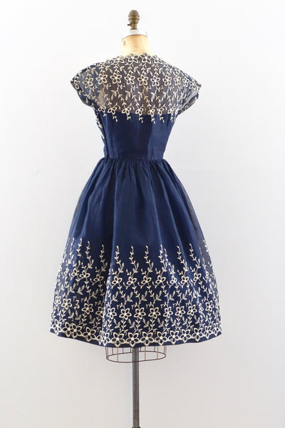 Navy Blue Embroidered Dress
