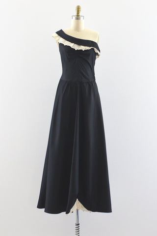 40s One-Shoulder Dress / XS