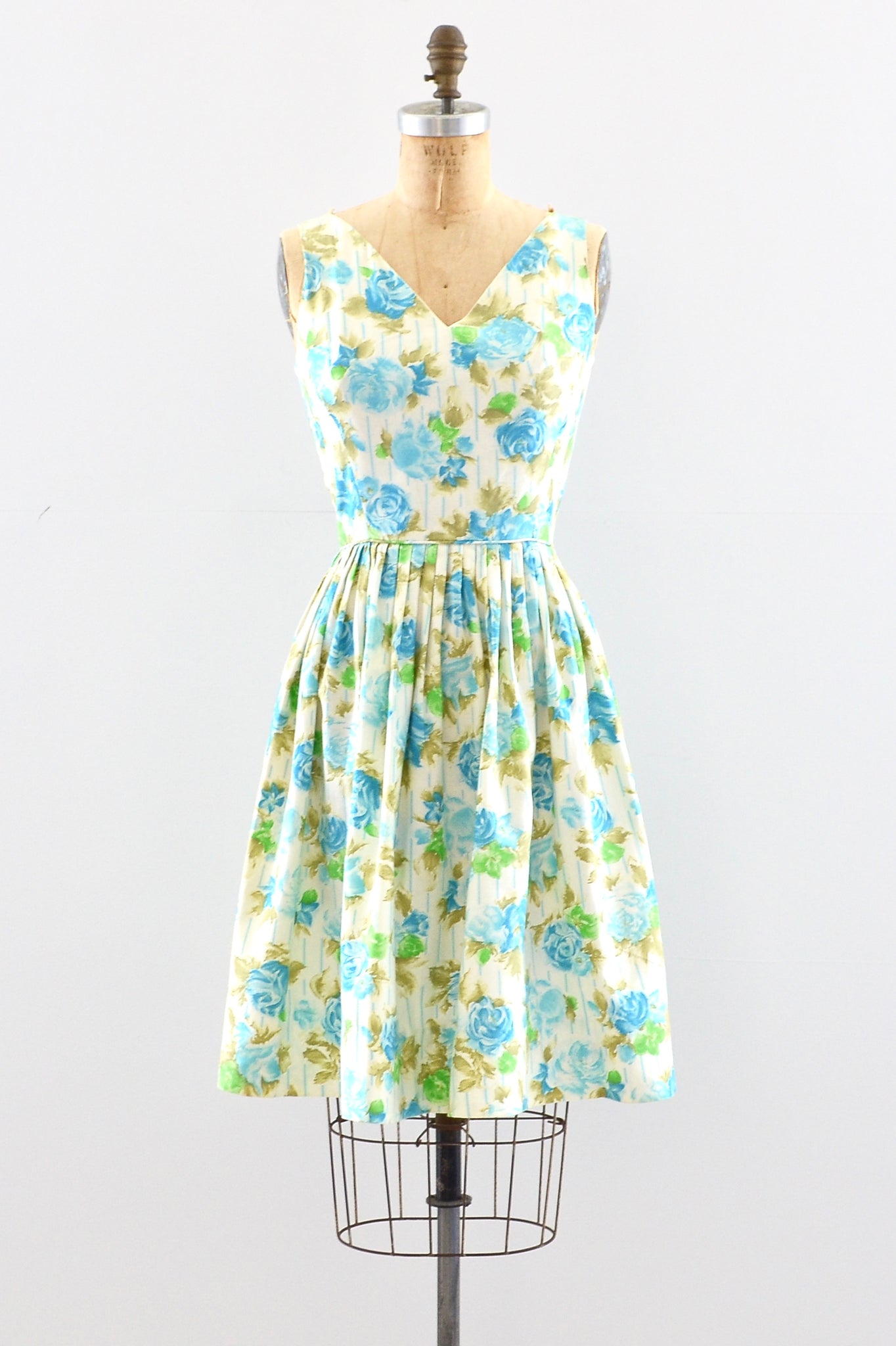 Blue Rose Print Dress / XS