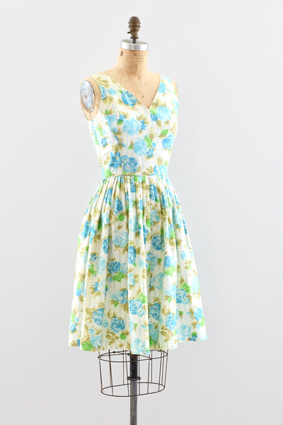 Blue Rose Print Dress / XS