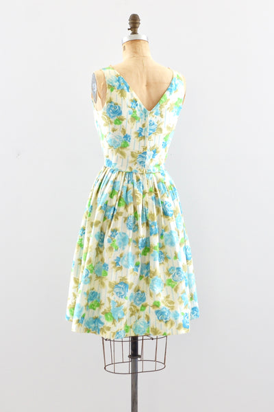 Blue Rose Print Dress / XS