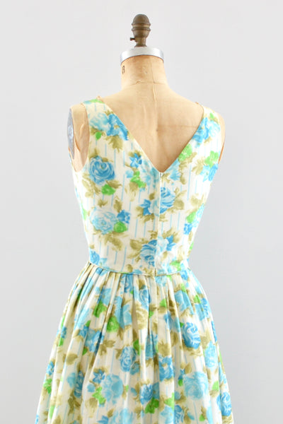 Blue Rose Print Dress / XS