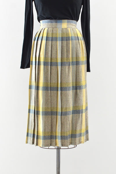 50s Yellow Plaid Skirt / S