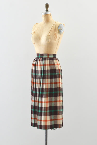 50s Plaid Skirt / S