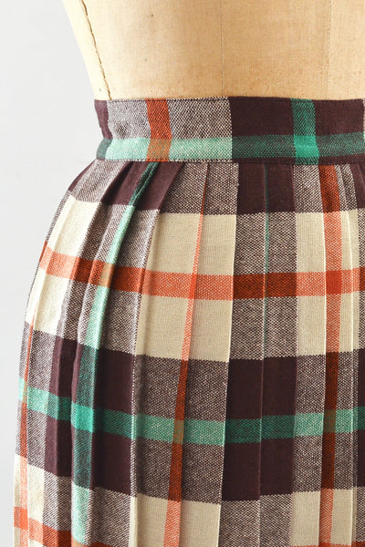 50s Plaid Skirt / S