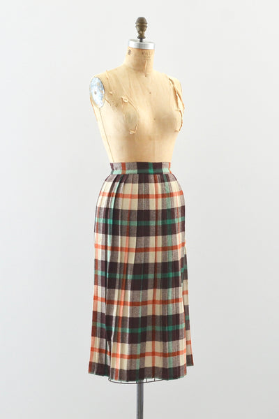 50s Plaid Skirt / S