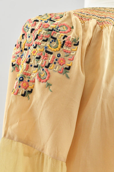1920's Hungarian Smocked Dress