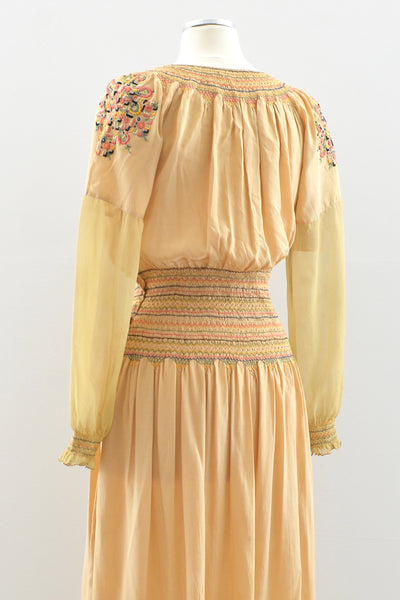 1920's Hungarian Smocked Dress