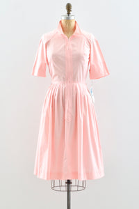 1960s Pink Zip Front Dress / XS