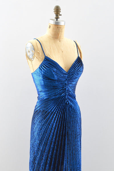 Metallic Blue Lurex Dress  / XS