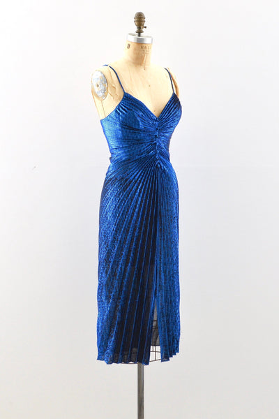 Metallic Blue Lurex Dress  / XS