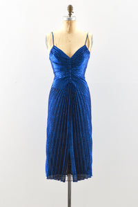 Metallic Blue Lurex Dress  / XS