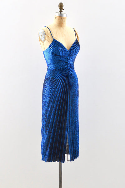 Metallic Blue Lurex Dress  / XS