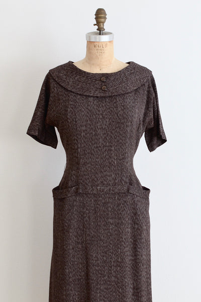 Brown Tweed Dress - Pickled Vintage