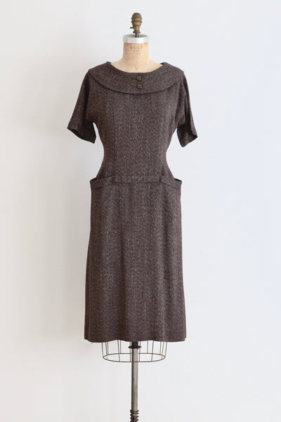 Brown Tweed Dress - Pickled Vintage