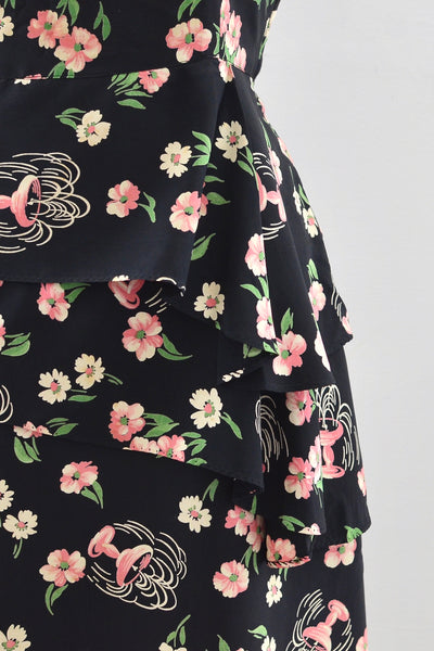 1940's Novelty "Fountain" Print Dress