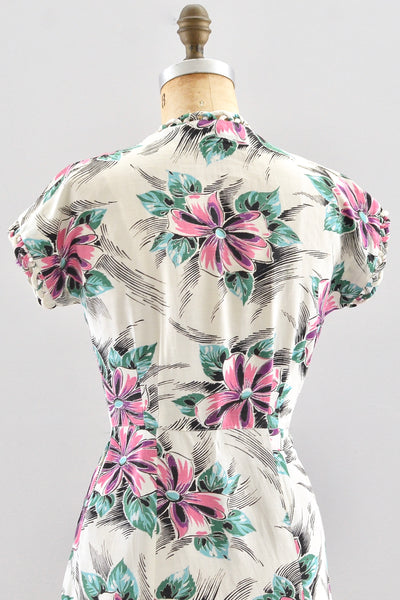 40's Floral Print Dress